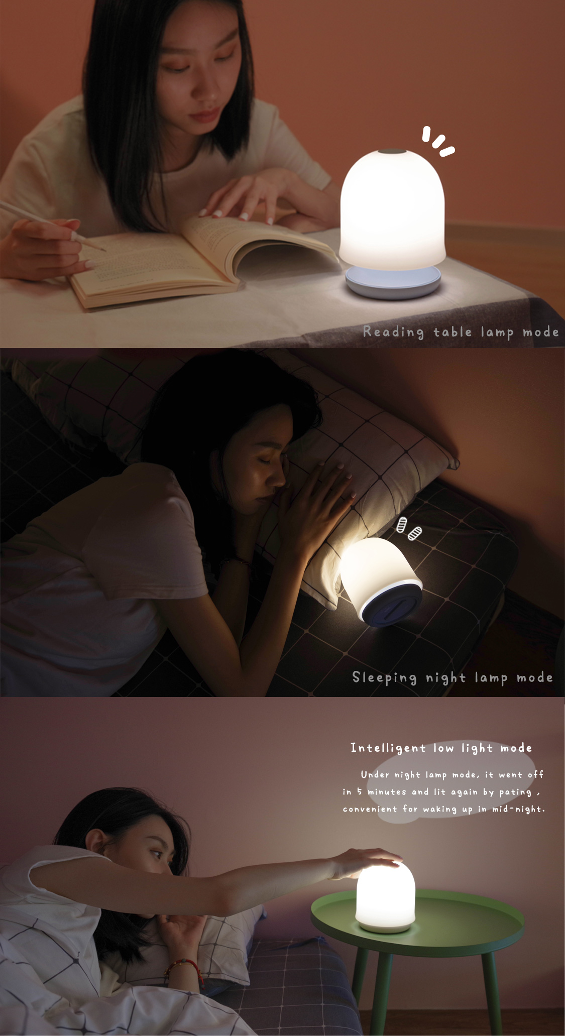 LAIKEN Tap Tap Lamp - Multifunctional Bedside Night Light, Smart Dimming, Creative Doodle, Rechargeable (2)