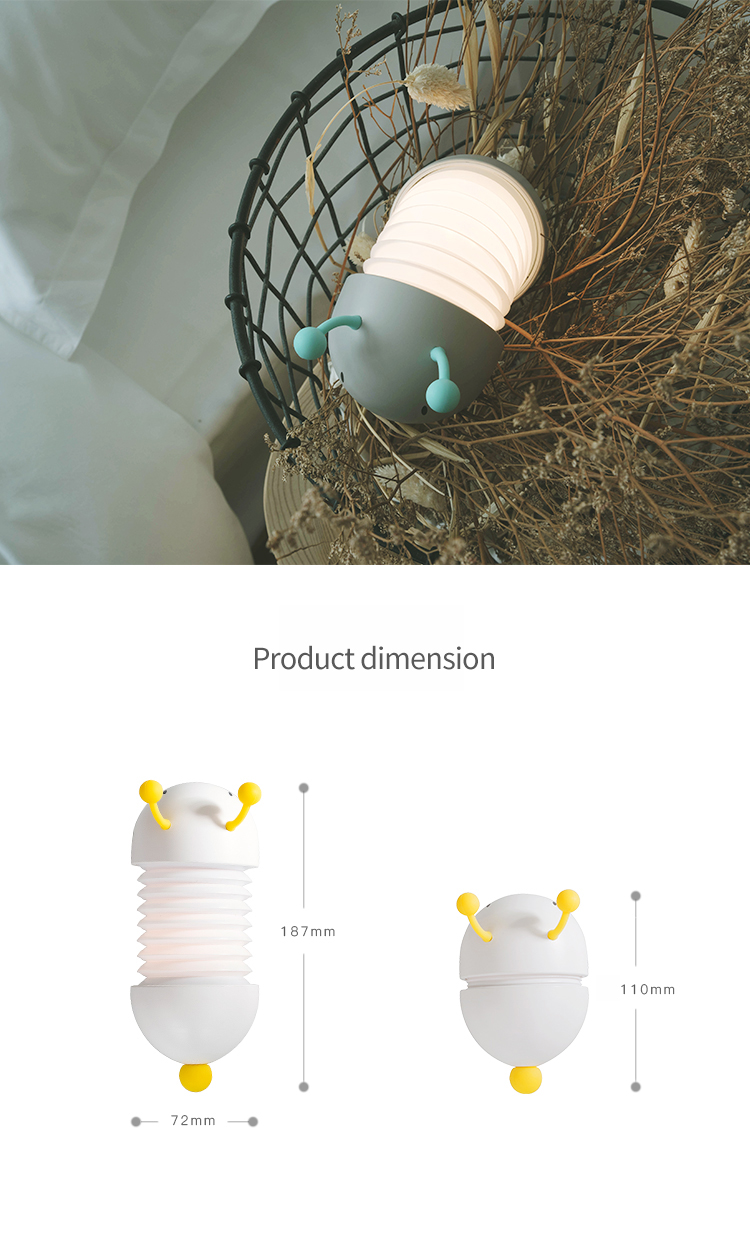 D011 - LAIKEN Caterpillar Bedside Night Light Lamp - Extendable, Magnetic Design, Soft Warm Light (12)