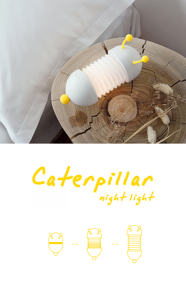 D011 - LAIKEN Caterpillar Bedside Night Light Lamp - Extendable, Magnetic Design, Soft Warm Light (1)