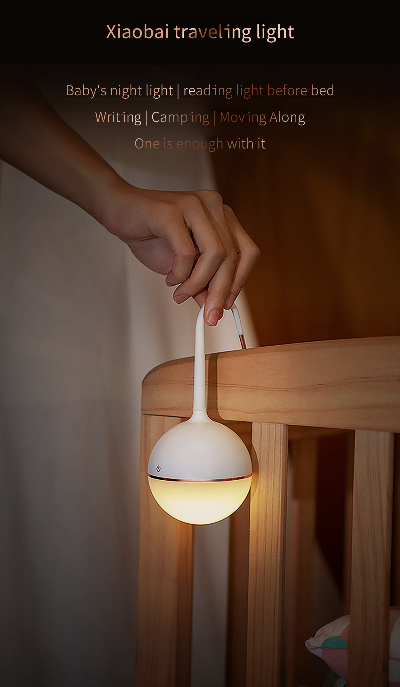 D012 - LAIKEN Little White Portable Lamp - Essential for Home and Travel, 72 Hours Battery Life (1)