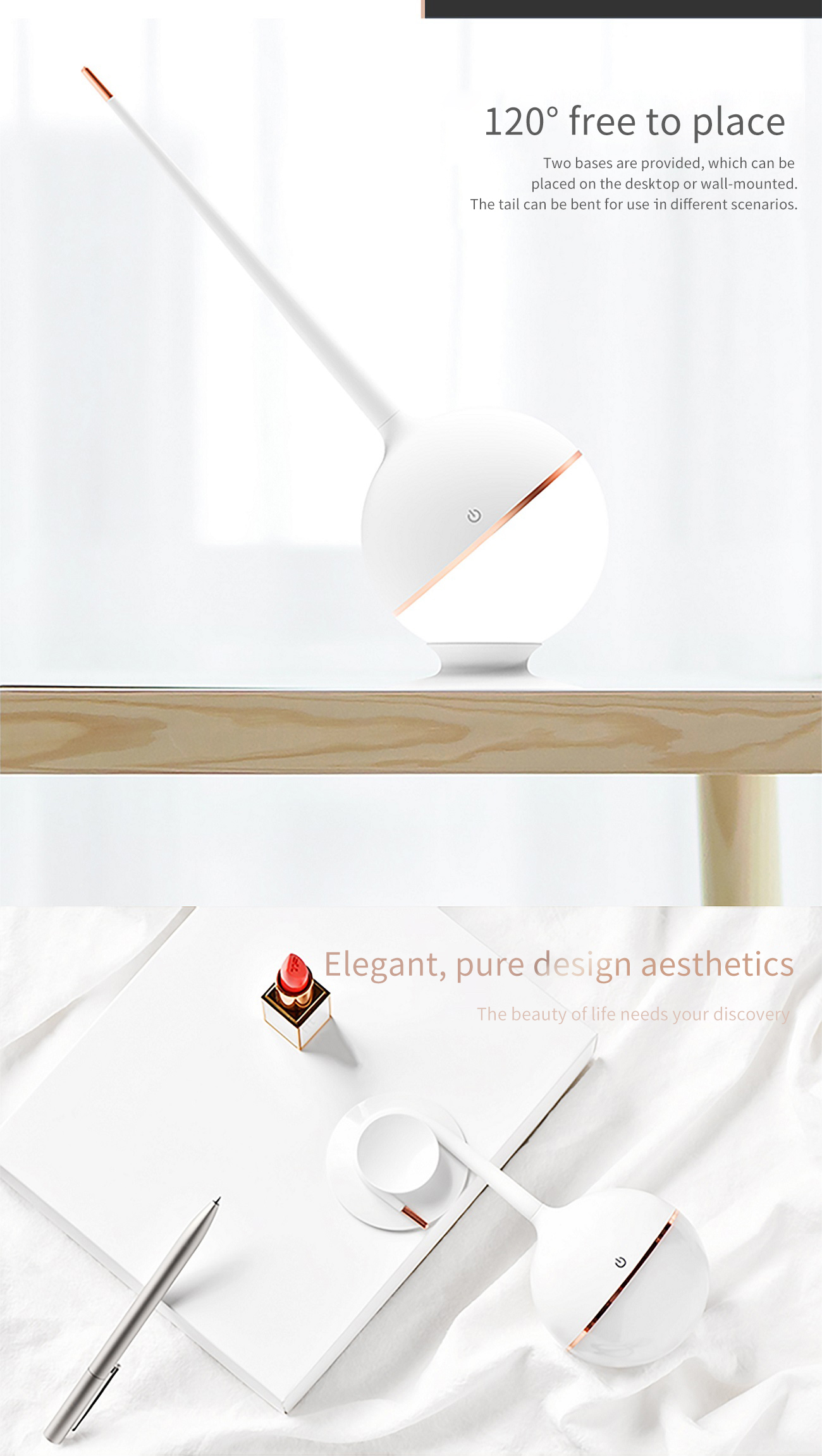 D012 - LAIKEN Little White Portable Lamp - Essential for Home and Travel, 72 Hours Battery Life (3)